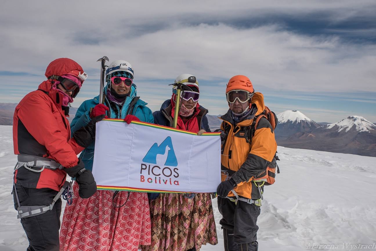 A group of Bolivian ‘Cholitas’ women to climb Aconcagua. Facebook page photo.