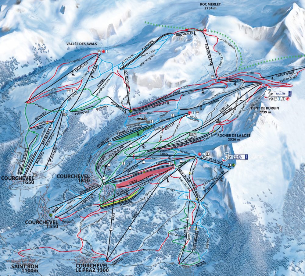 Courchevel ski map. Deadly fire at Courchevel 'may have been arson'
