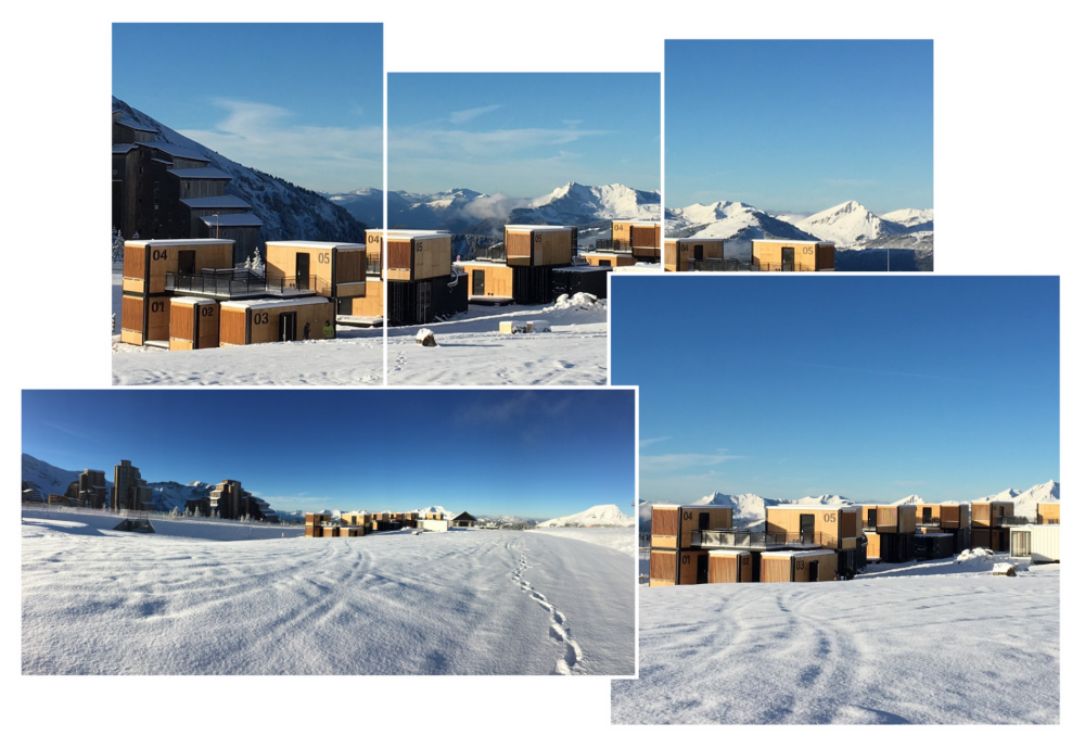 Flying Nest Montage in Avoriaz 1800. The “FLYING NEST” pop-up mobile accommodation concept is this season in Avoriaz 1800.