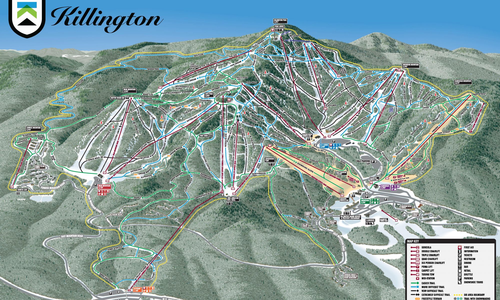 Killington ski map. Killington will replace the North Ridge Triple Lift with a Quad Chairlift.