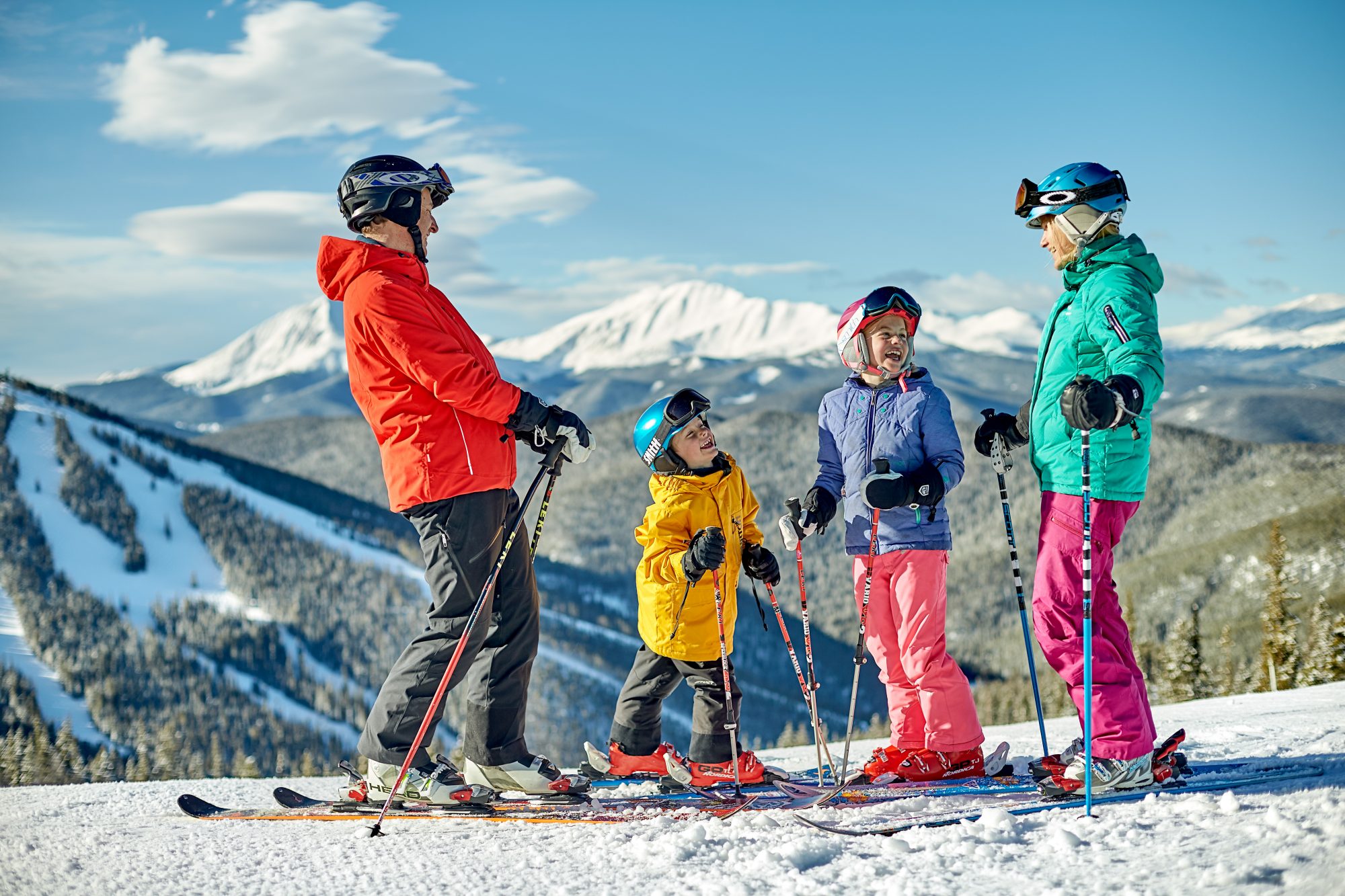 A family takes in the scenery and enjoys a day of skiing in Keystone, CO. Vail Resorts Reports Certain Ski Season Metrics for the Season-to-Date Period Ended April 21, 2019.