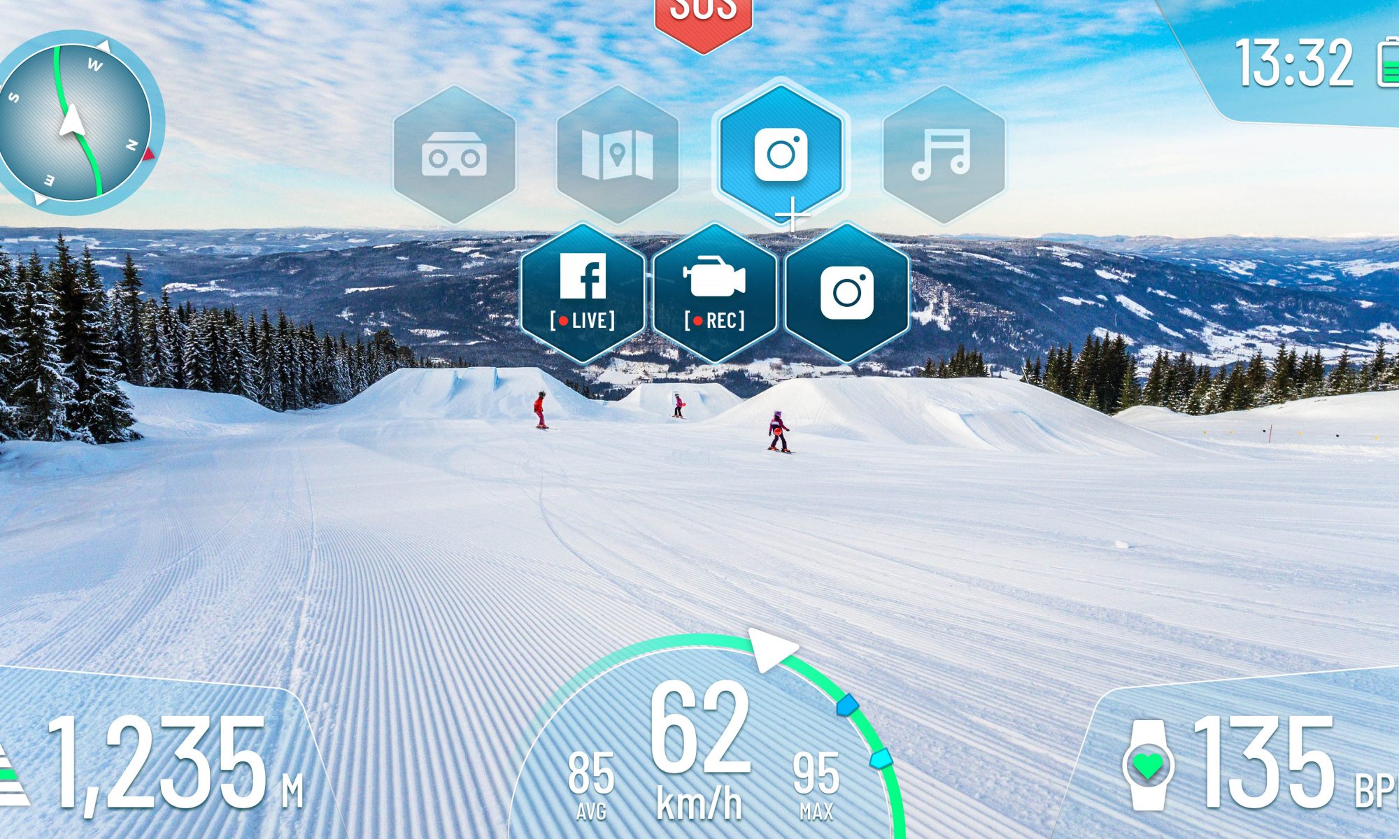 On the visor of the Mohawk helmet, the user can call up various visual data such as speed, altitude and a navigation system. A glance into the future: First ski and snowboard helmet with Augmented Reality is being tested in Schladming-Dachstein.