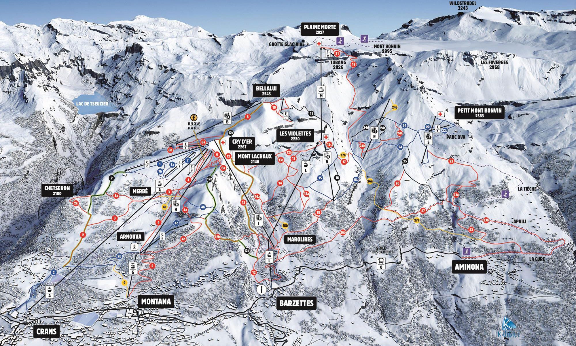 Crans-Montana avalanche claims a life. Crans Montana Ski Map.