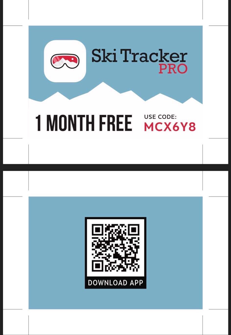 Follow Your Tracks with Ski Tracker PRO. Use this promo code to get one month free. 