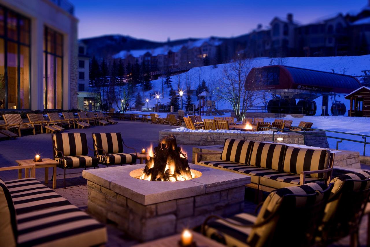 A fire pit in the terrace of the Park Hyatt Beaver Creek, located slopeside. Where to Stay in Beaver Creek. The Most Expensive Ski Resorts in the USA.