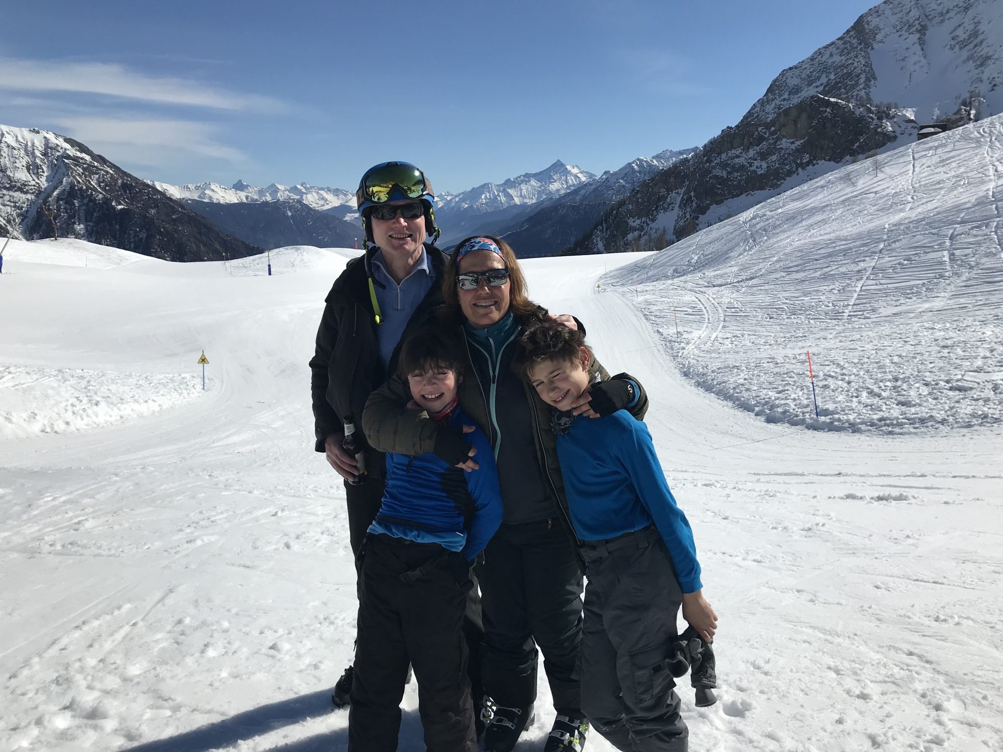 Family picture at Maison Vielle- Photo: Catherine Sharp. The Half Term Family Ski Holiday that did not result as planned.