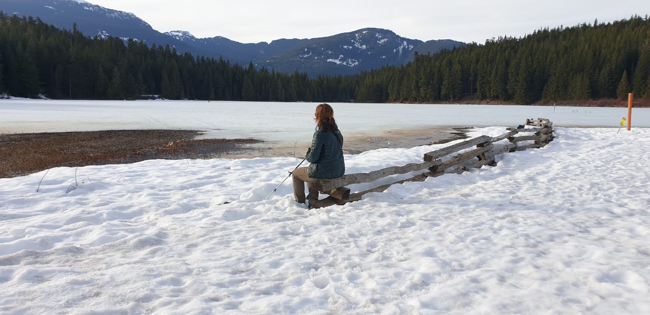 Time to contemplate life - by the Lost Lake beach. Photo: Ester Servat. Mountain Travel Symposium 2019 in Whistler – a recap. 