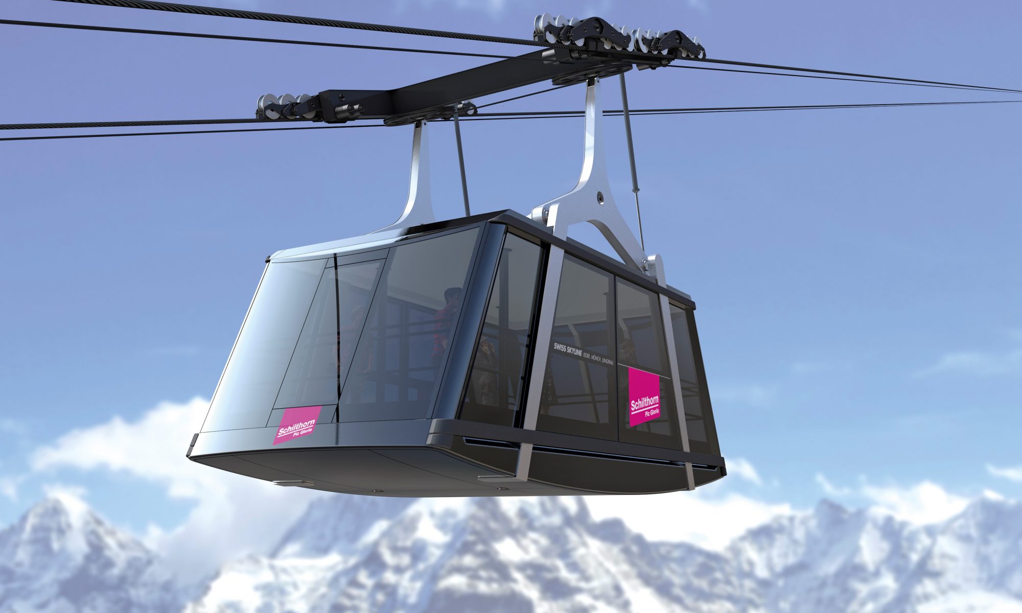 Cabin of the Schilthorn new funicular. Doppelmayr/Garaventa to build on the Schilthorn. Picture courtesy of Doppelmayr-Garaventa.