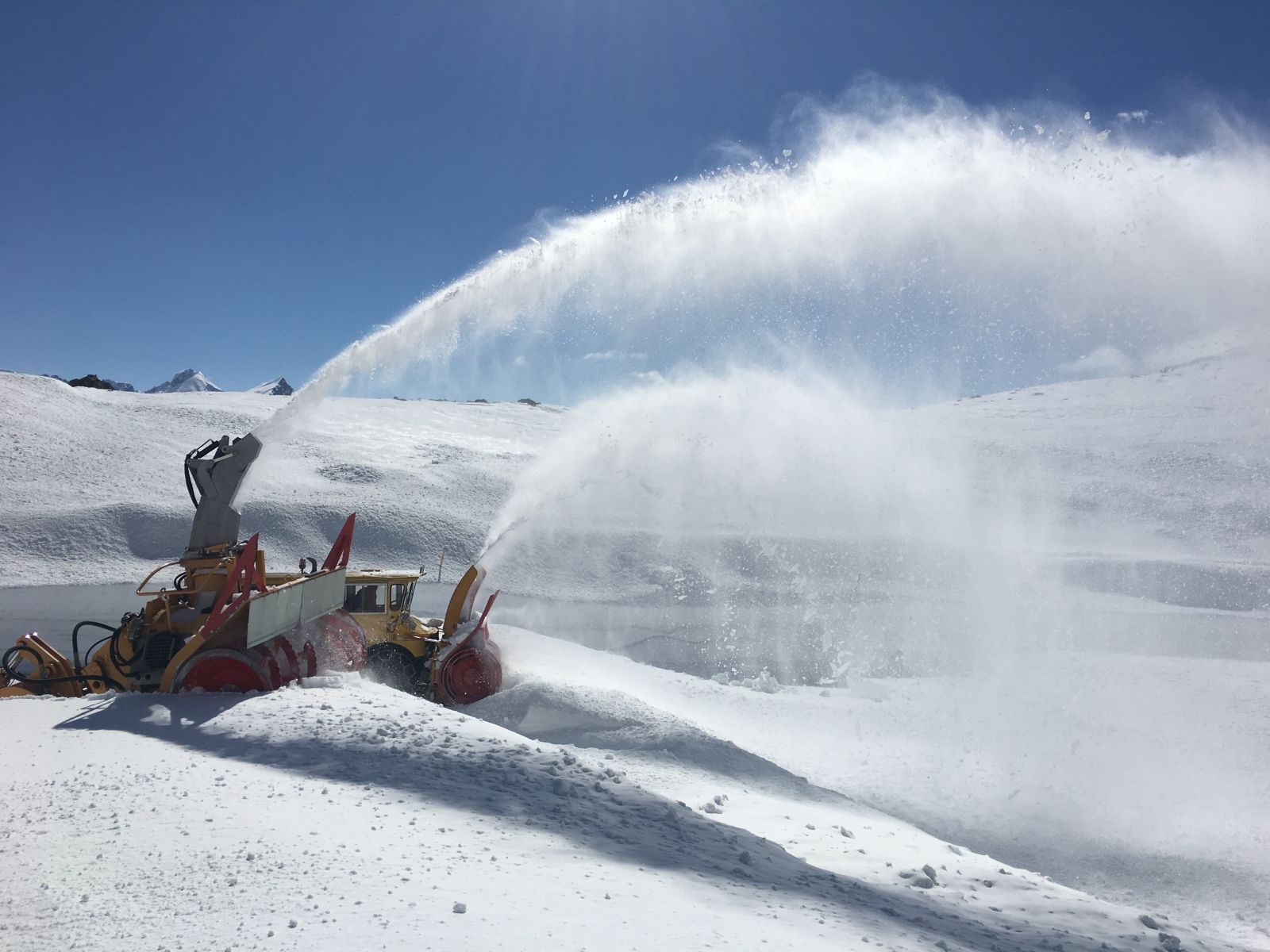 Passo del Rombo, Timmelsjoch, Sudtirol. South Tyrolean passes with 12 meters of snow.