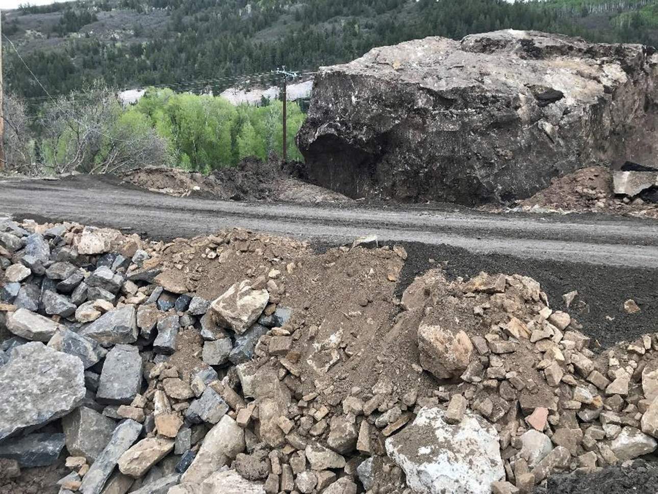 A Rockslide, with a boulder of a size of a house, wiped out a section of the highway in SW Colorado