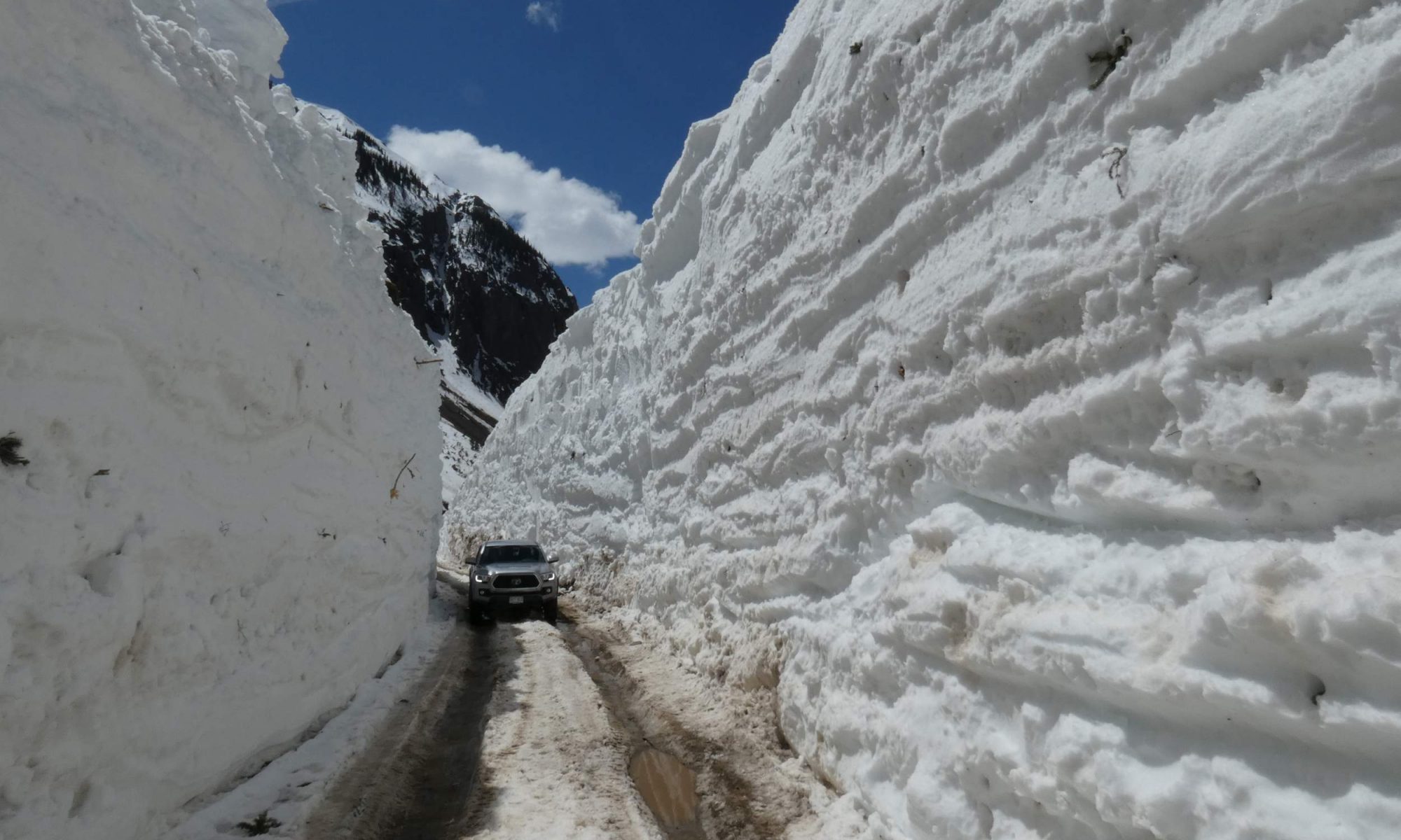 Country Road 2, north of Silverton, is buried under 80 to 120 feet of snow. Photo: Will Tookey. Durango Herald. Due to a year of lots of avalanches, summer operations might be delayed as digging out will take time.