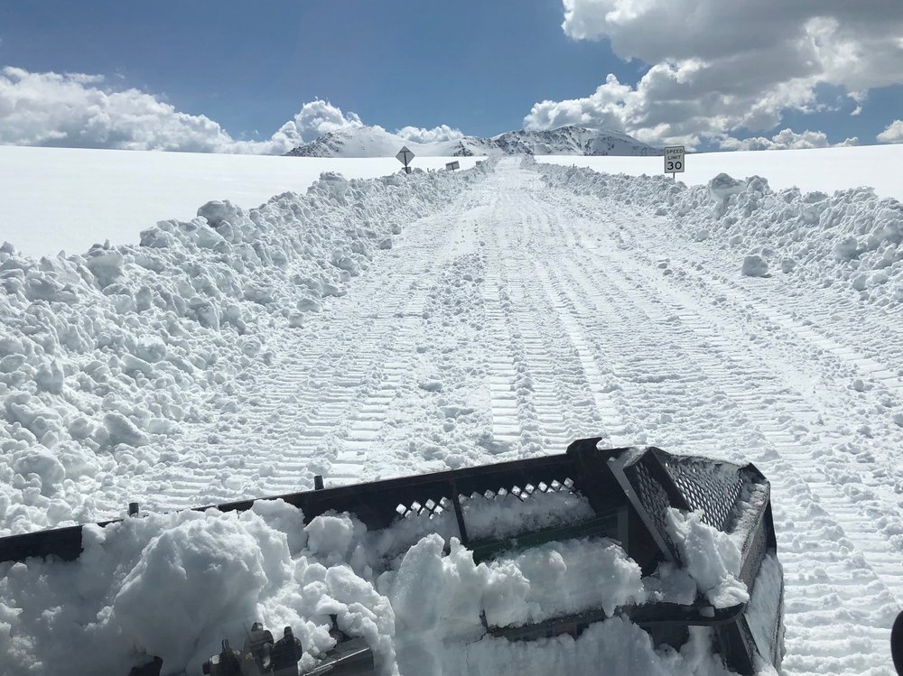 CDOT snowcat makes its way to the top of the Pass on May 13, 2019. Due to a year of lots of avalanches, summer operations might be delayed as digging out will take time.