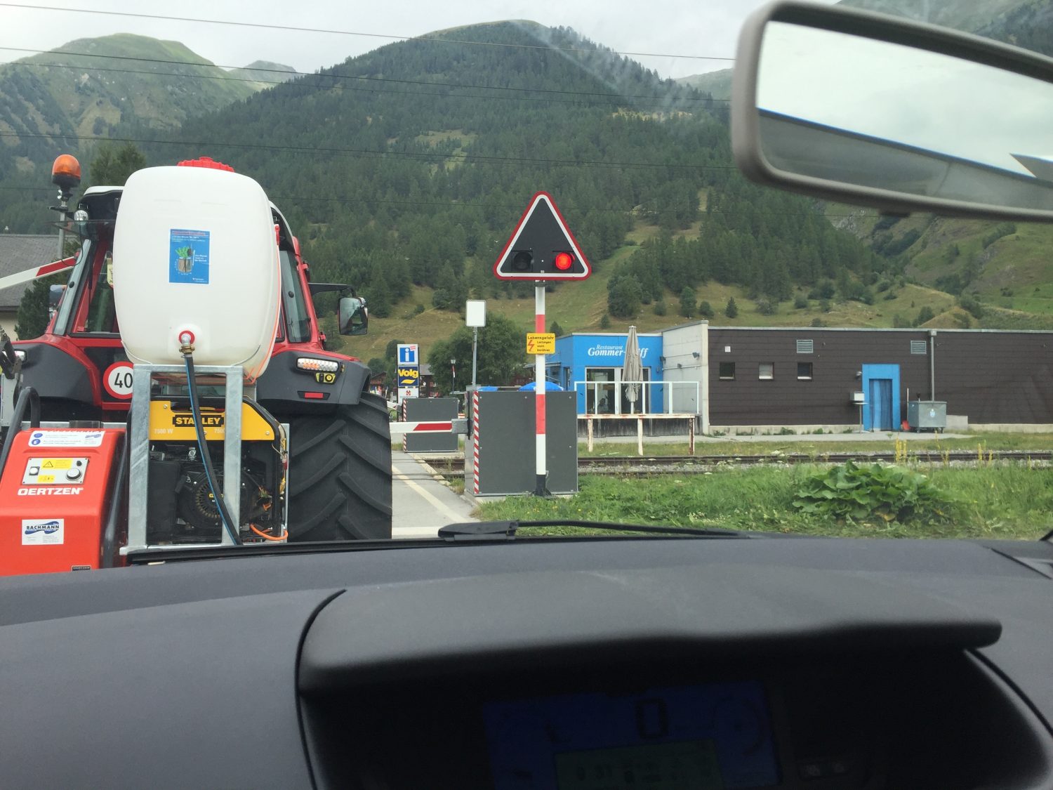 "Traffic" at Obergoms. We've passed lots of small 'chocolate-box' towns in our way to Interlaken. A drive through the Nufenenpass (Passo della Novena) and Grimsel Pass in Switzerland.