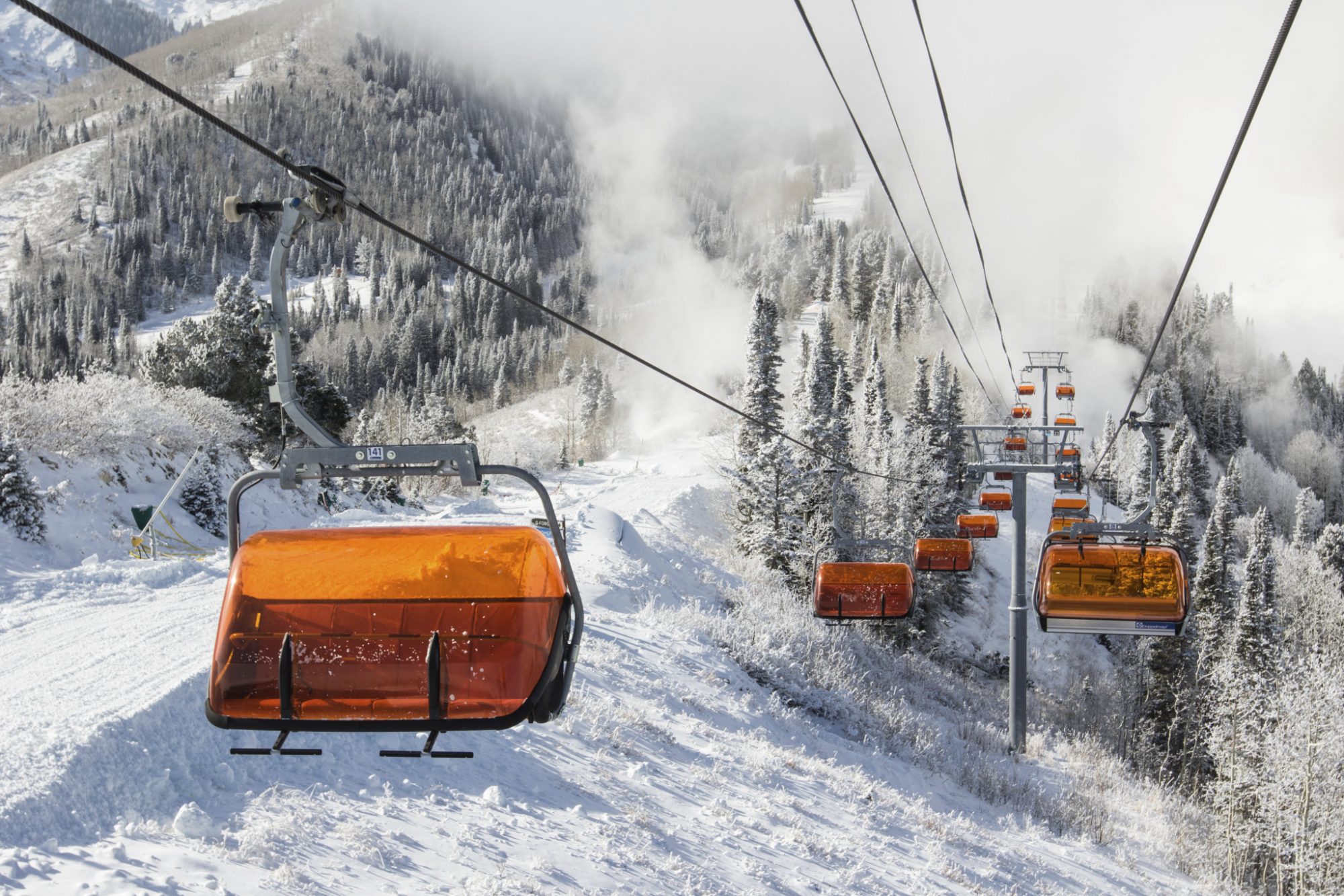 Park City orange bubble. photo: Vail Resorts. How can we envision ski resorts opening with social distancing for the 2020-21 ski season?