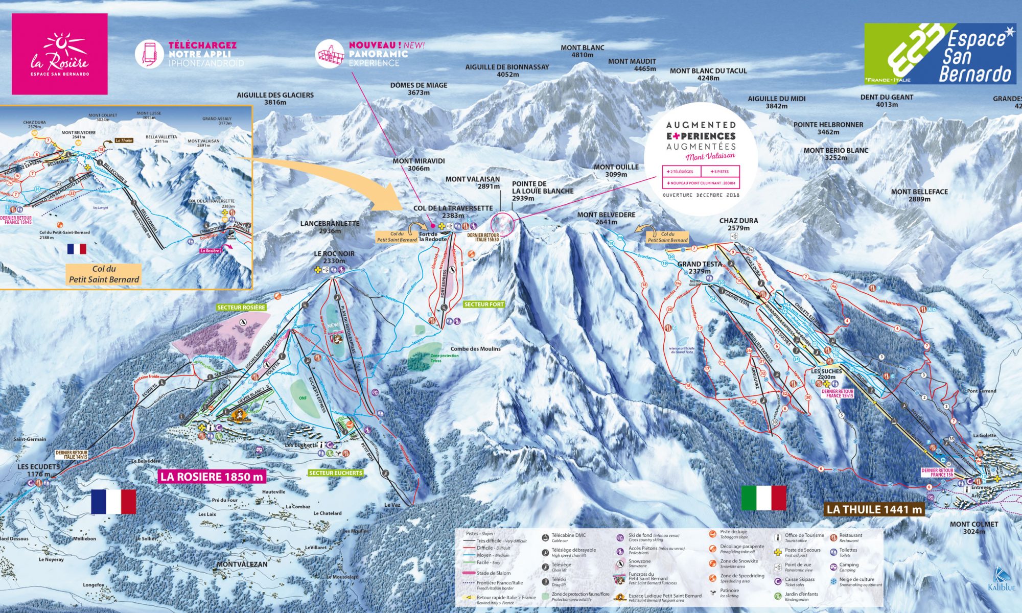 Work is underway to open the Petit St Bernard Pass – up to 7 meters of snow. Ski Map of La Rosière and La Thuile.