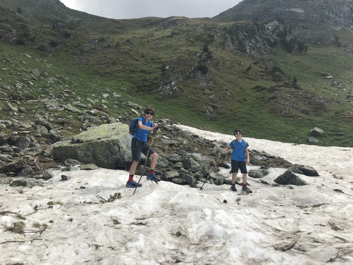 The only snow on top of Pila last summer, a bit further up from Lago Chamolé. Our family hike in Pila during the past summer holiday.