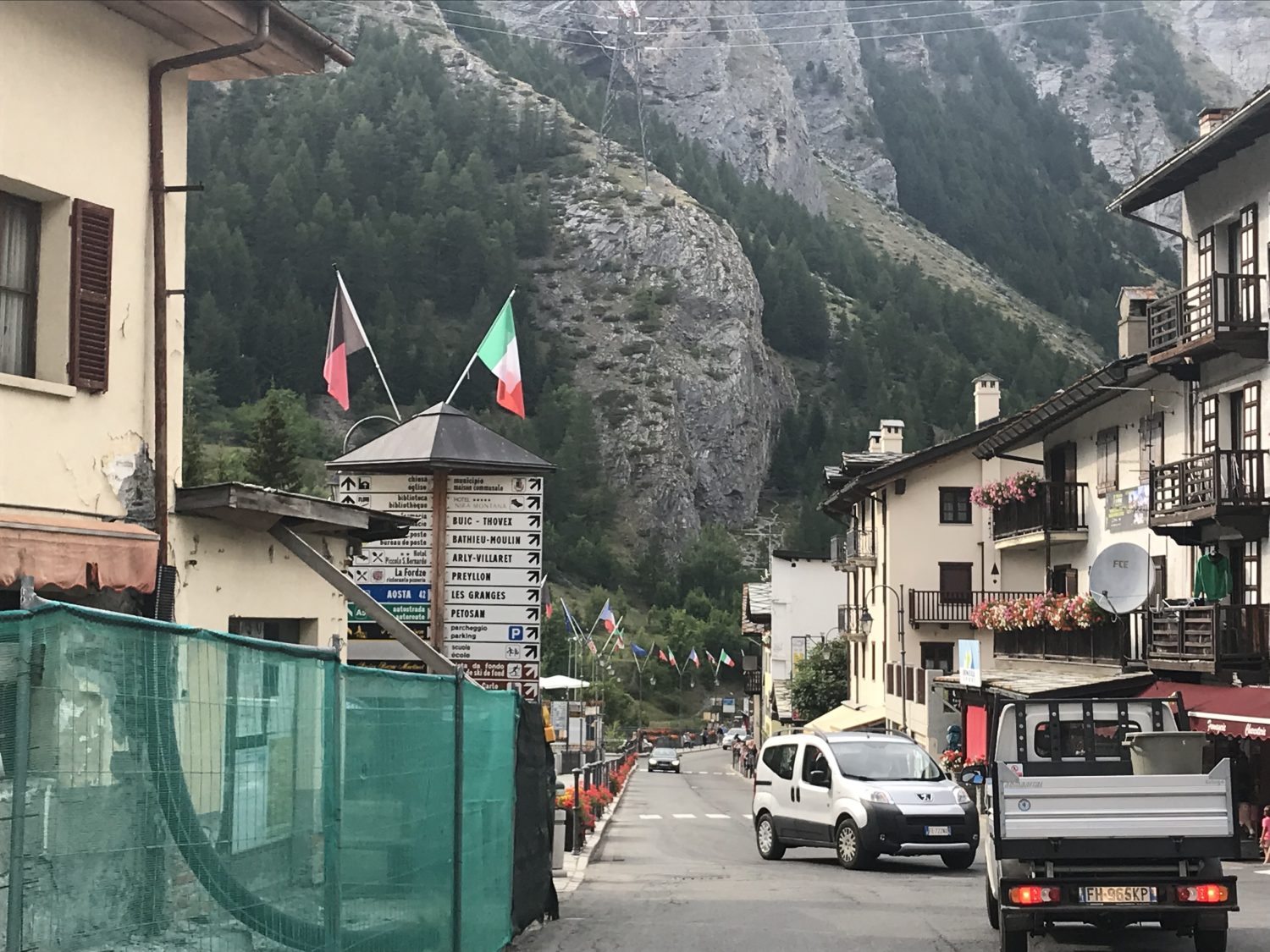 The quirky town of La Thuile. Our Route des Grandes Alpes to cross from France into Italy.