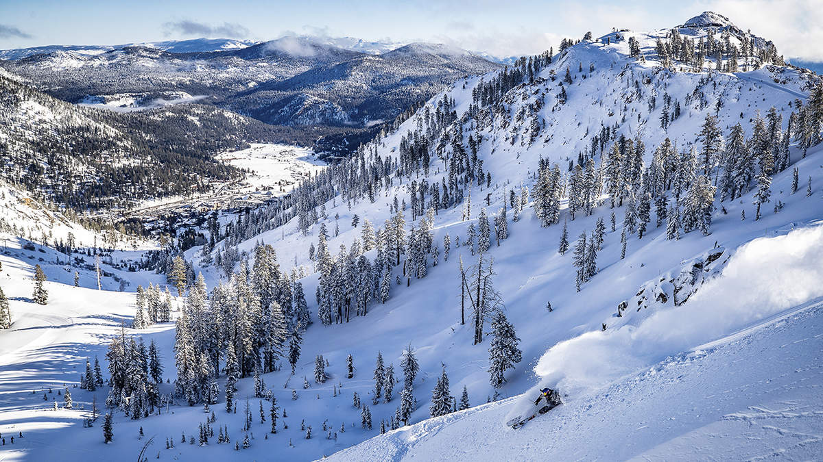 Squaw Valley Photo: Jason Abraham. Early morning powder off the Headwall. Squaw Valley offering $5 passes to ski or ride in June.