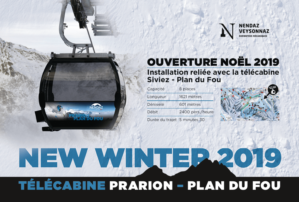 Upcoming Projects at Nendaz Veysonnaz: new gondola, snowmaking and on-mountain restaurant. Poster: NV Remontées mécaniques  