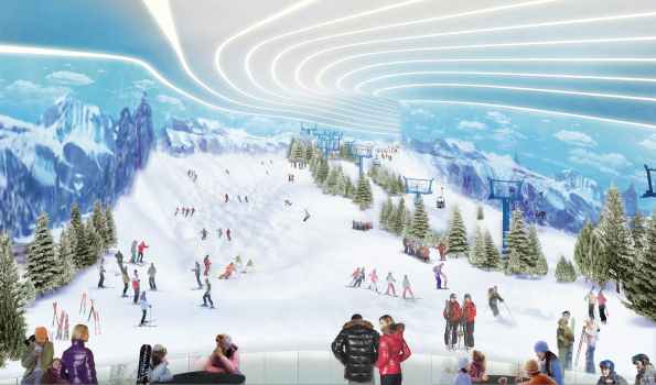 The ski slope in the ski area of American Dream Mall. Rendering courtesy of American Dream Mall. Indoor ski-slope finally opening within American Dream Mall in October.