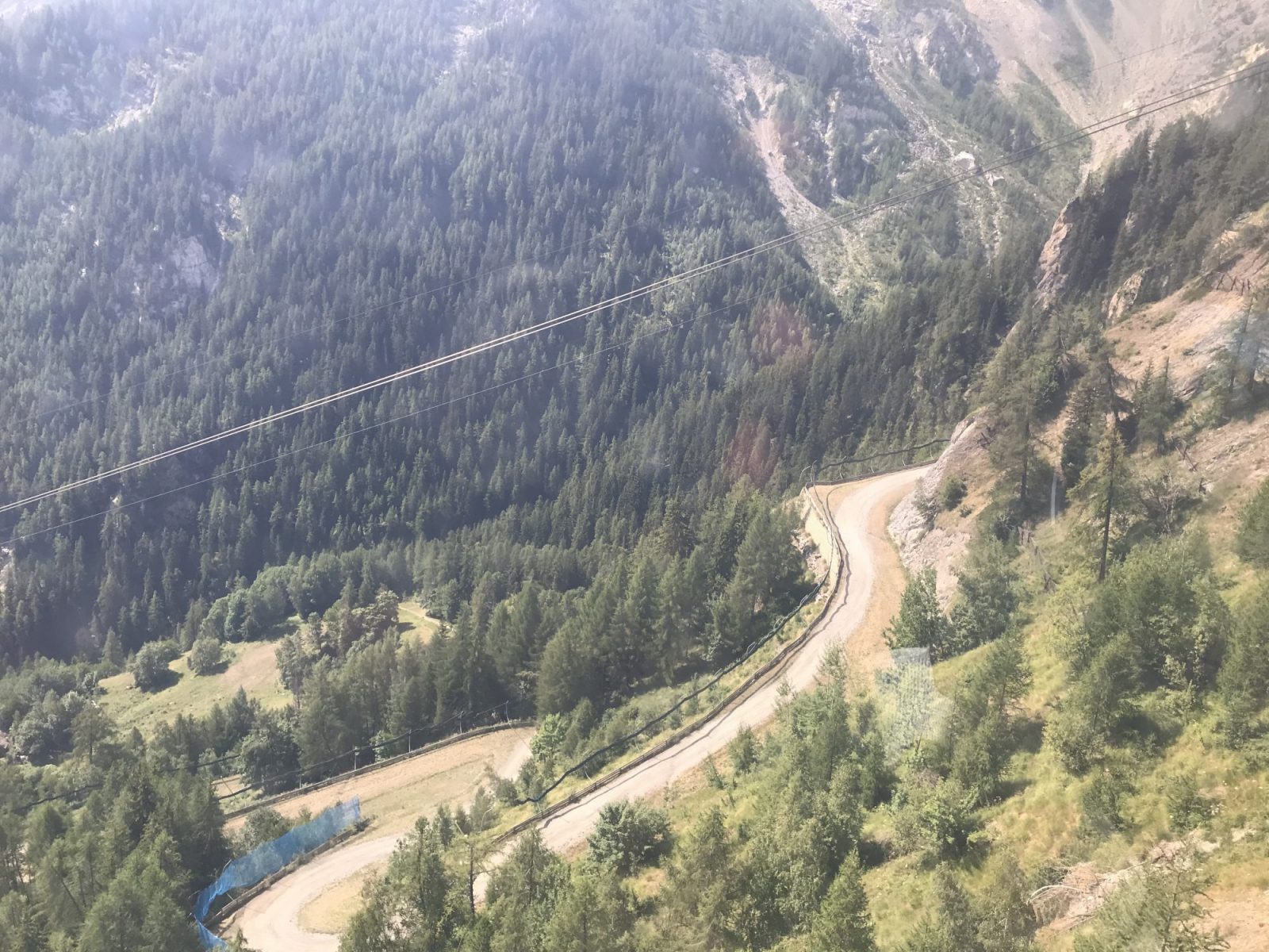 Up the gondola you have lovely views of the winding road up the mountains. Dolonne Gondola. Photo: The-Ski-Guru. Our summer in the mountains – one week in Courmayeur.