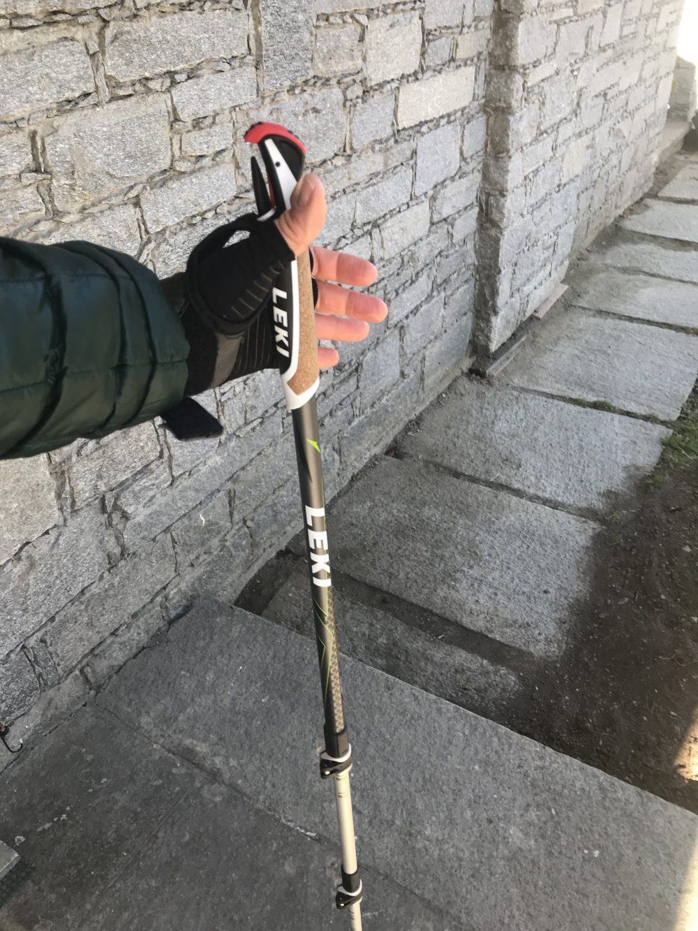 You should reach out with your pole as if you are going to give a handshake. Training in the off-season for the ski-season- Nordic Walking.