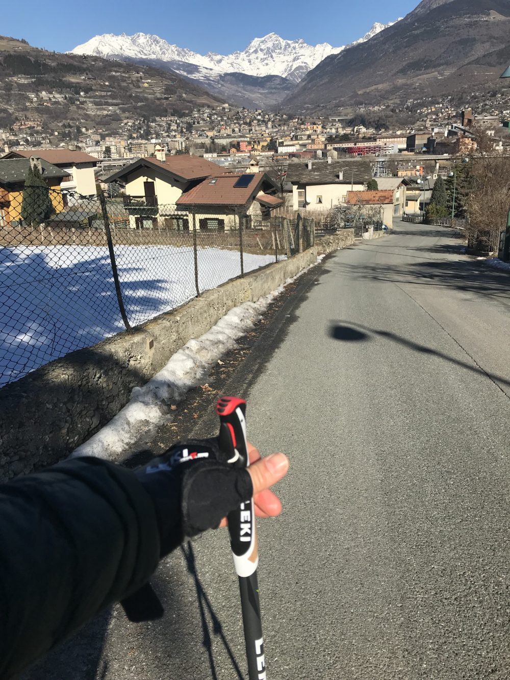 Nodic walking in Aosta-Pont Suaz. Something to do everyday and even when you cannot ski! Training in the off-season for the ski-season.