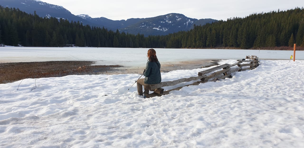 Nordic walking in Lost Lake, I was happy I did not have a 'bear' encounter! Training in the off-season for the ski-seasonWhistler. Photo: Ester Servat.