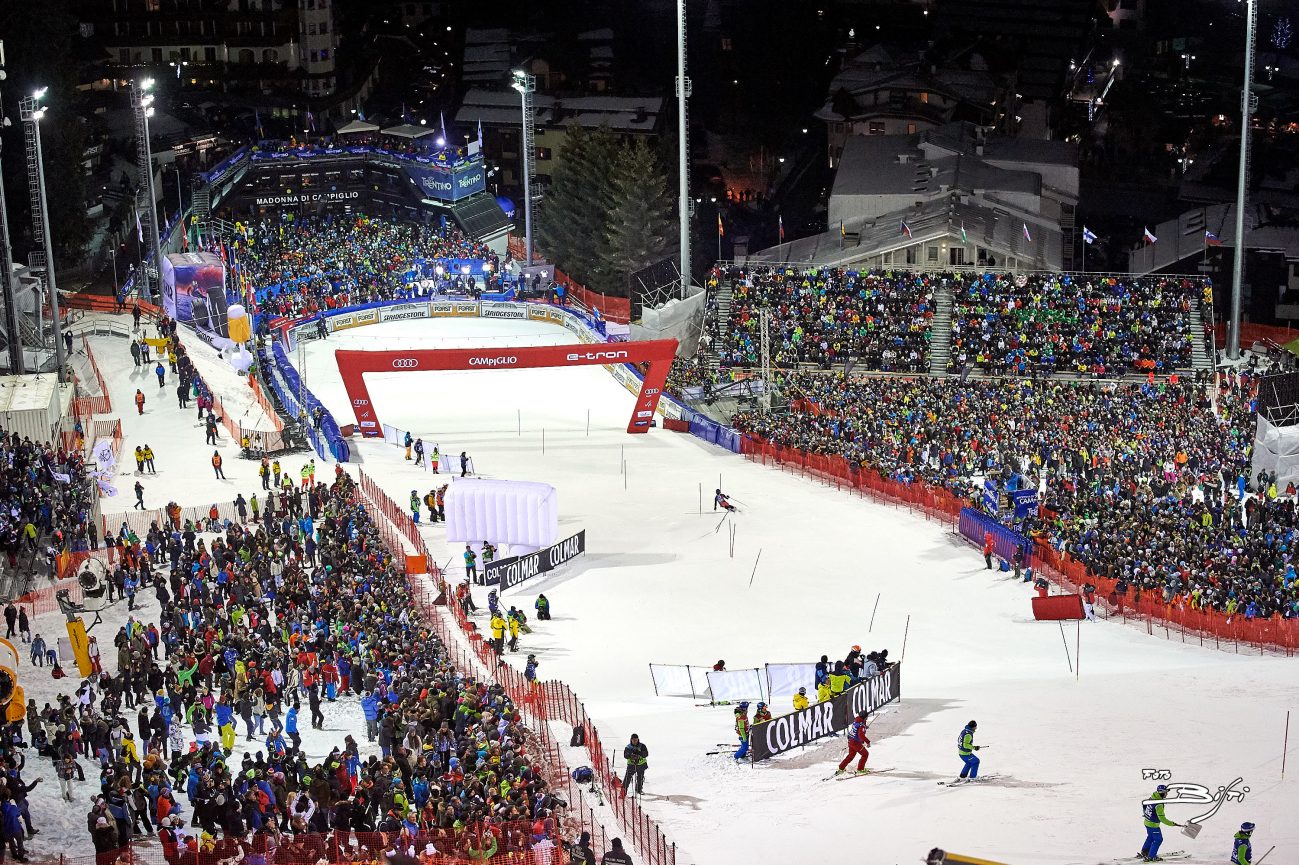 The 3 Tre race in Canalone Miramonti. Audi FIS Ski World Cup. The Ski Area Campiglio Dolomiti di Brenta is opening its 2019/20 ski season. News of the resort.