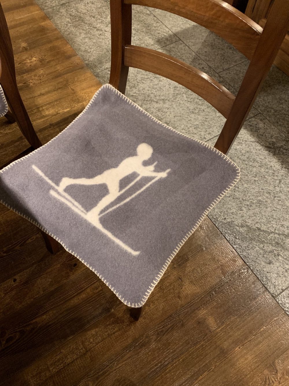 Detail of the dining room chair. Our Ski Chalet for Rent.