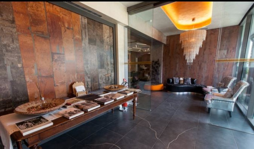 The lobby at the Design Hotel Oberossler in Madonna di Campiglio. The Ski Area Campiglio Dolomiti di Brenta is opening its 2019/20 ski season. News of the resort. 