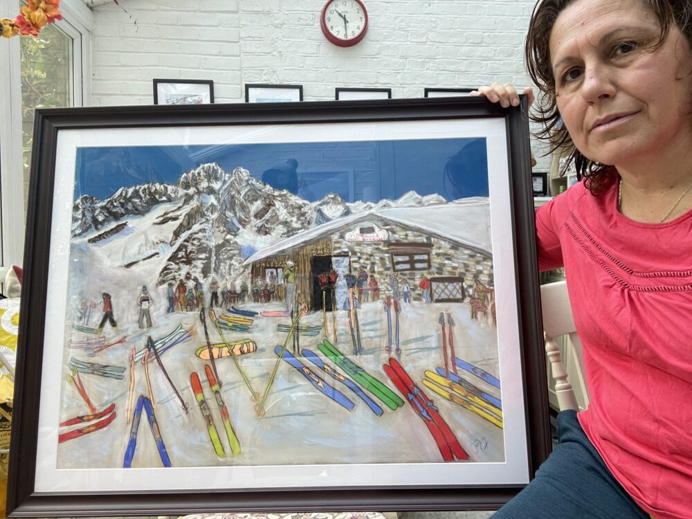 Chez Croux in Courmayeur with Monte Bianco painting- Martina Diez-Routh