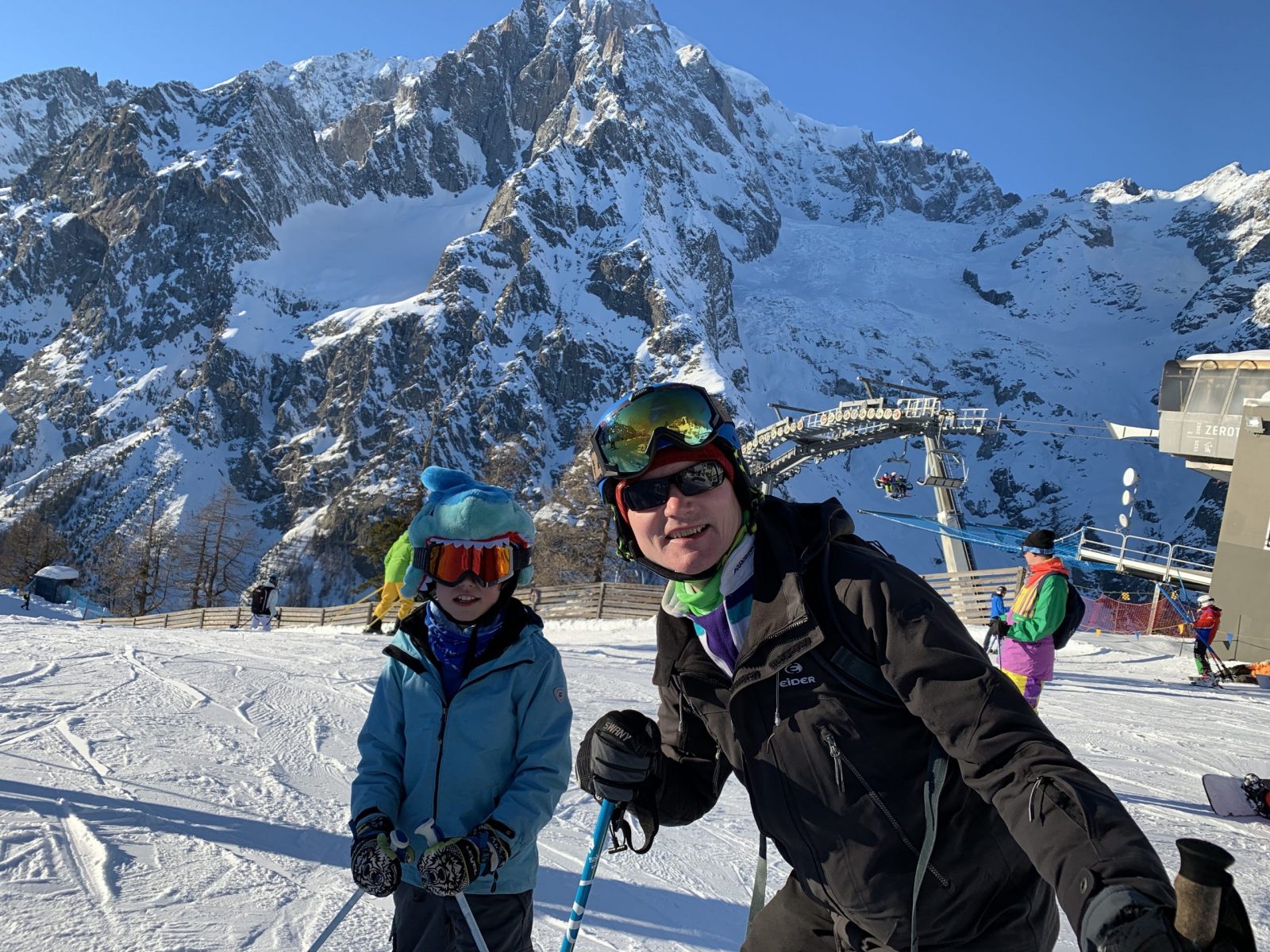 Posing with the Mont Blanc on the background. Our Christmas holidays in the mountains with the kids and our dog! Courmayeur, Aosta.