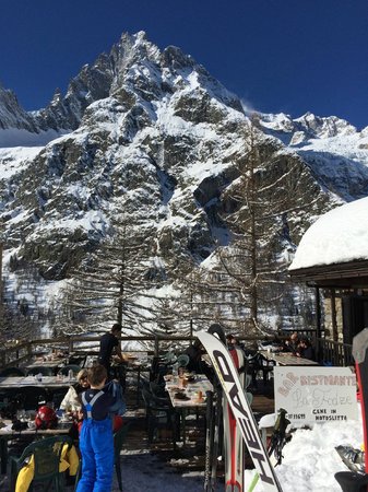 Ristorante La Fodze - views from the terrace. A Foodie Guide to on-Mountain Dining in Courmayeur.