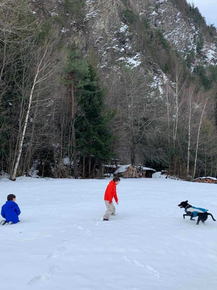 Playing on the snow with Ozzy. Our half term ski-safari holiday based in the Valdigne of Aosta Valley- Courmayeur, Pila and La Thuile.