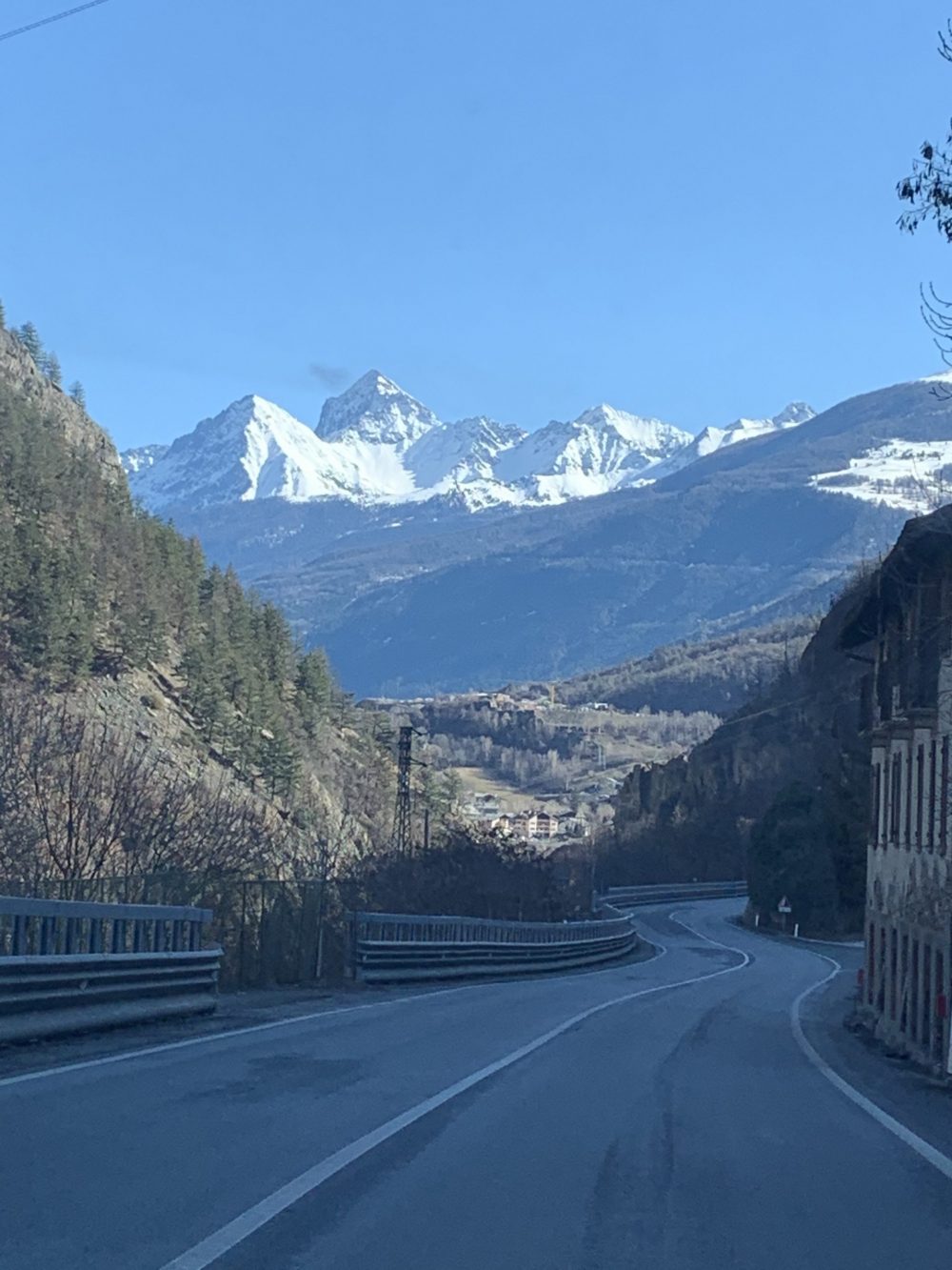 The Mont Grivola seen when driving from Morgex to Aosta. Our half term ski-safari holiday based in the Valdigne of Aosta Valley- Courmayeur, Pila and La Thuile.