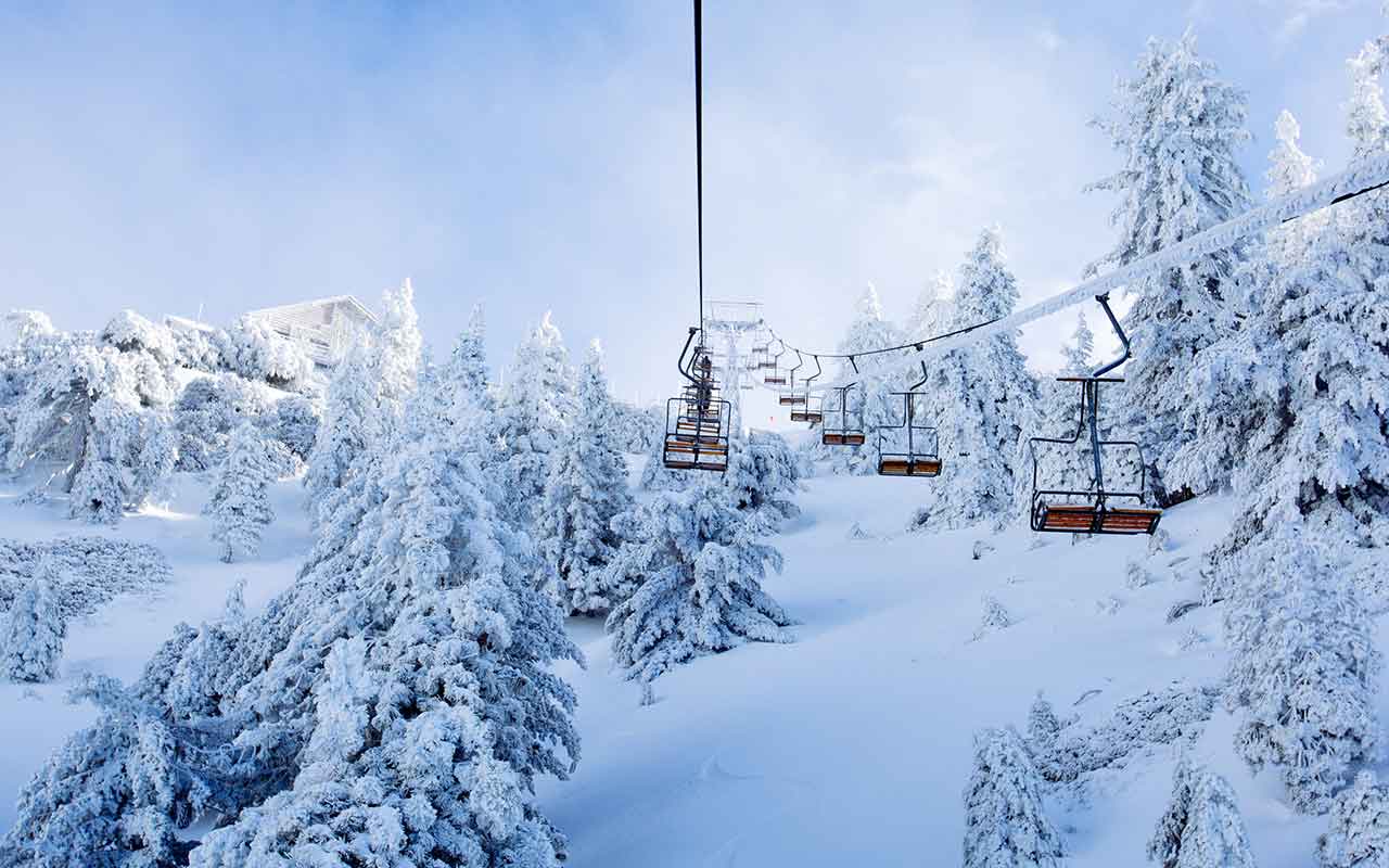 A chair lift ride at Mt Baldy. Mt Baldy, first American Ski Resort to open after COVID19, a social experiment?