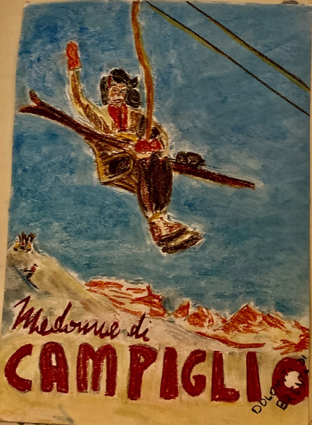 Soft Pastels- A girl riding a lift in Madonna di Campiglio. The Art of the Mountains.