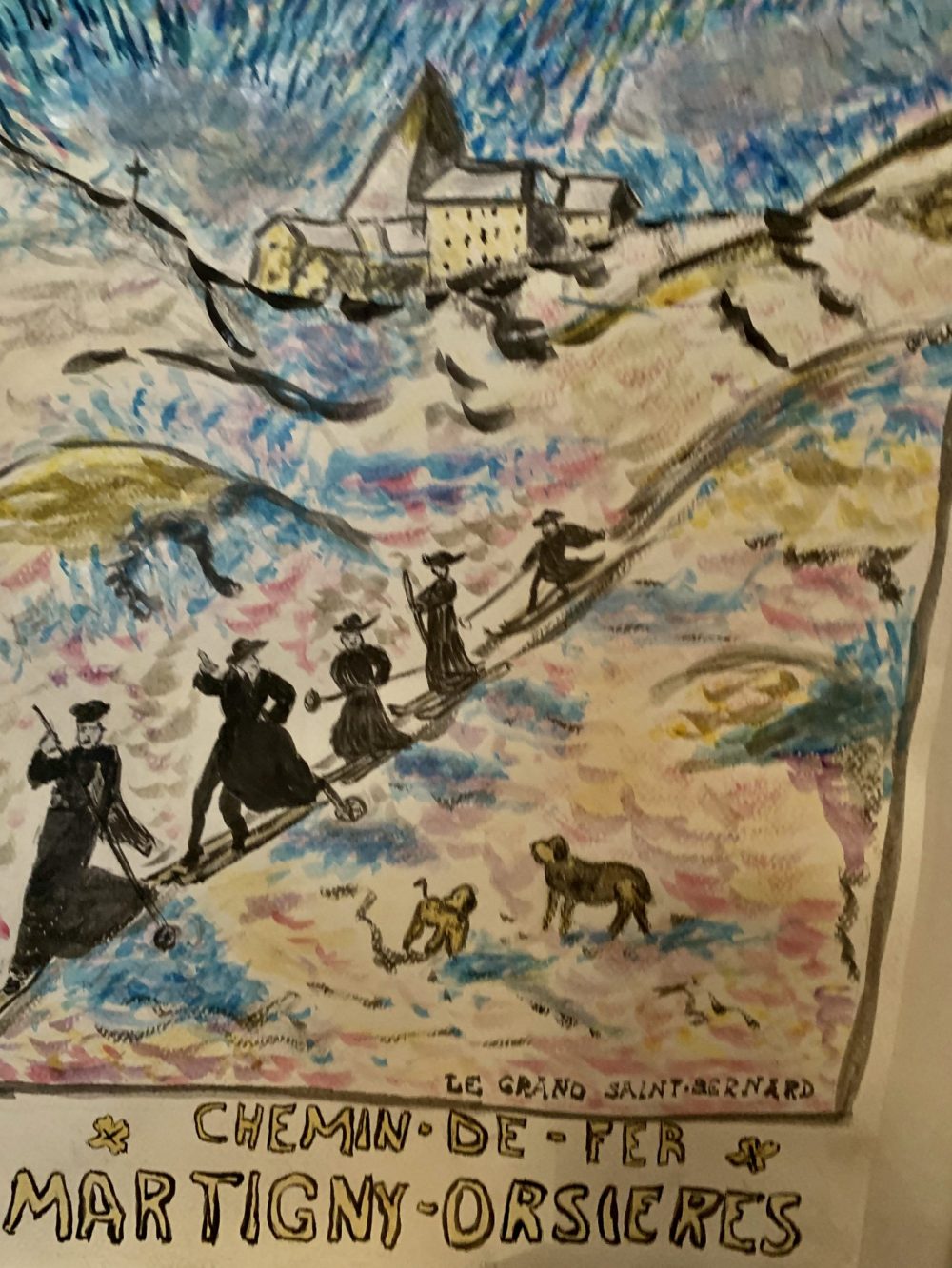 The monastery of the Grand St Bernard Pass between Switzerland and Italy. Watercolour. The Art of the Mountains.