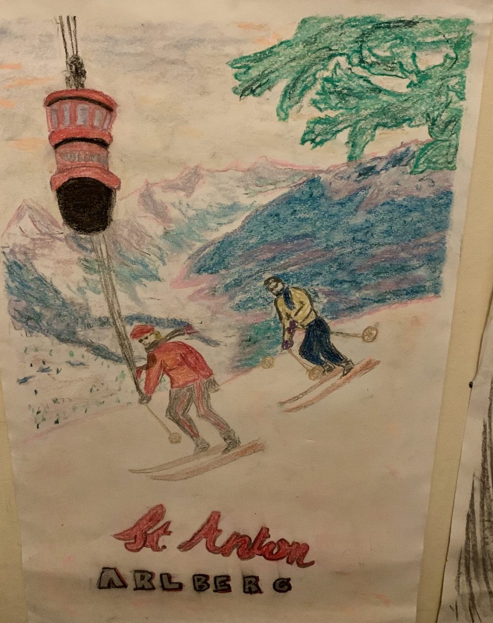St Anton's Valluga. Oil Pastels. The Art of the Mountains.