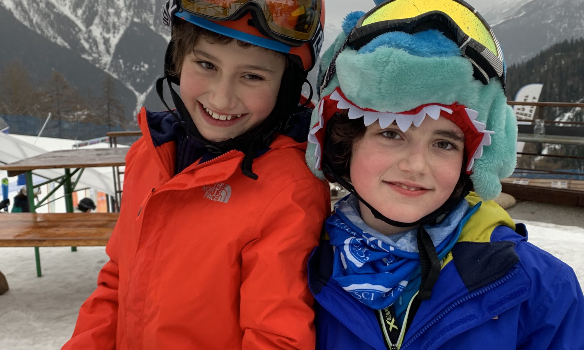 Our half term ski-safari holiday based in the Valdigne of Aosta Valley- Courmayeur, Pila and La Thuile. The boys happy after a great ski day.
