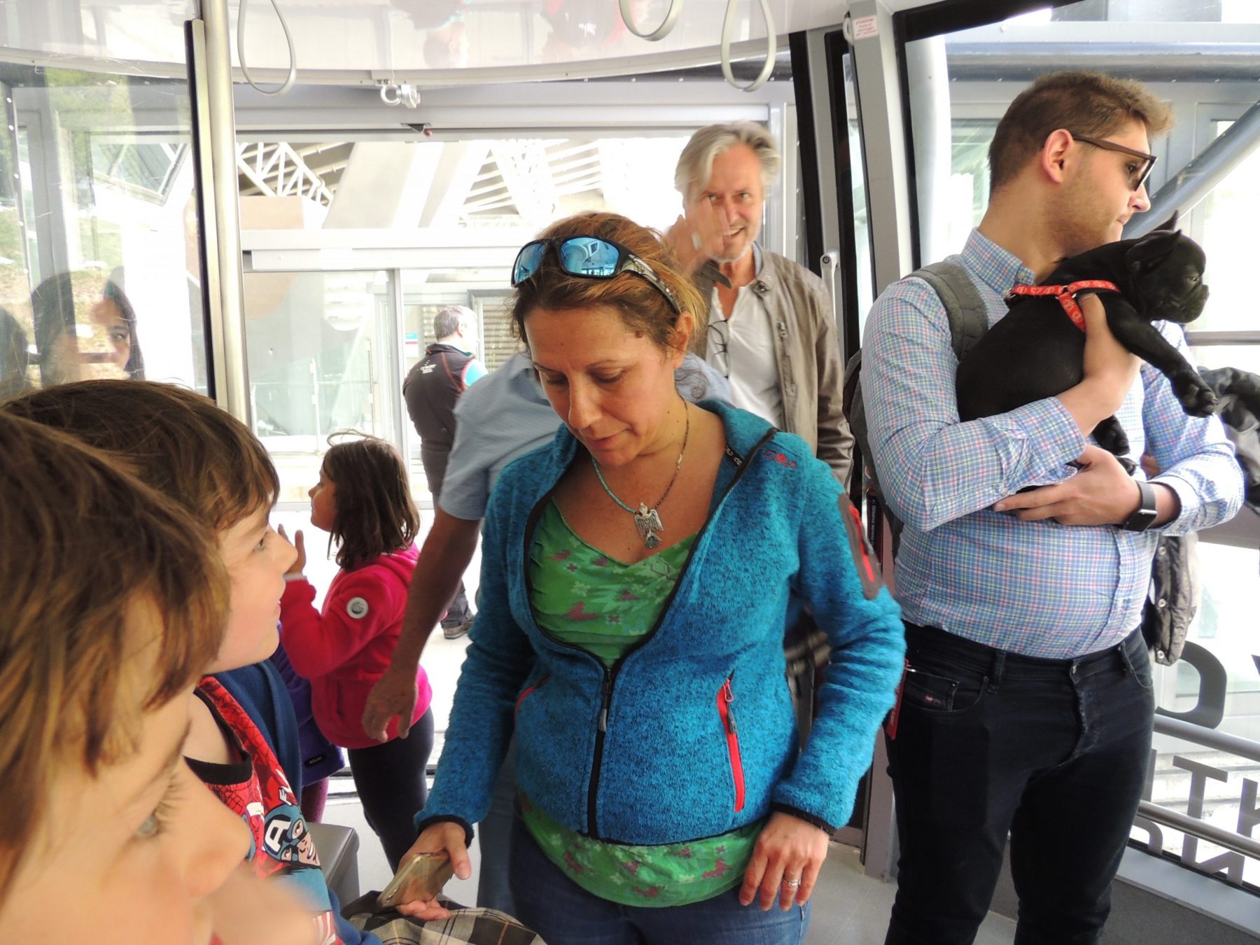 I've put the boys on the little seat by the middle column inside the Skyway rotair cable-car. They stood still while we've rotated. There was still lots of space to see outside while going up the mountain. Aiguille du Midi vs Punta Helbronner – which one you should do?