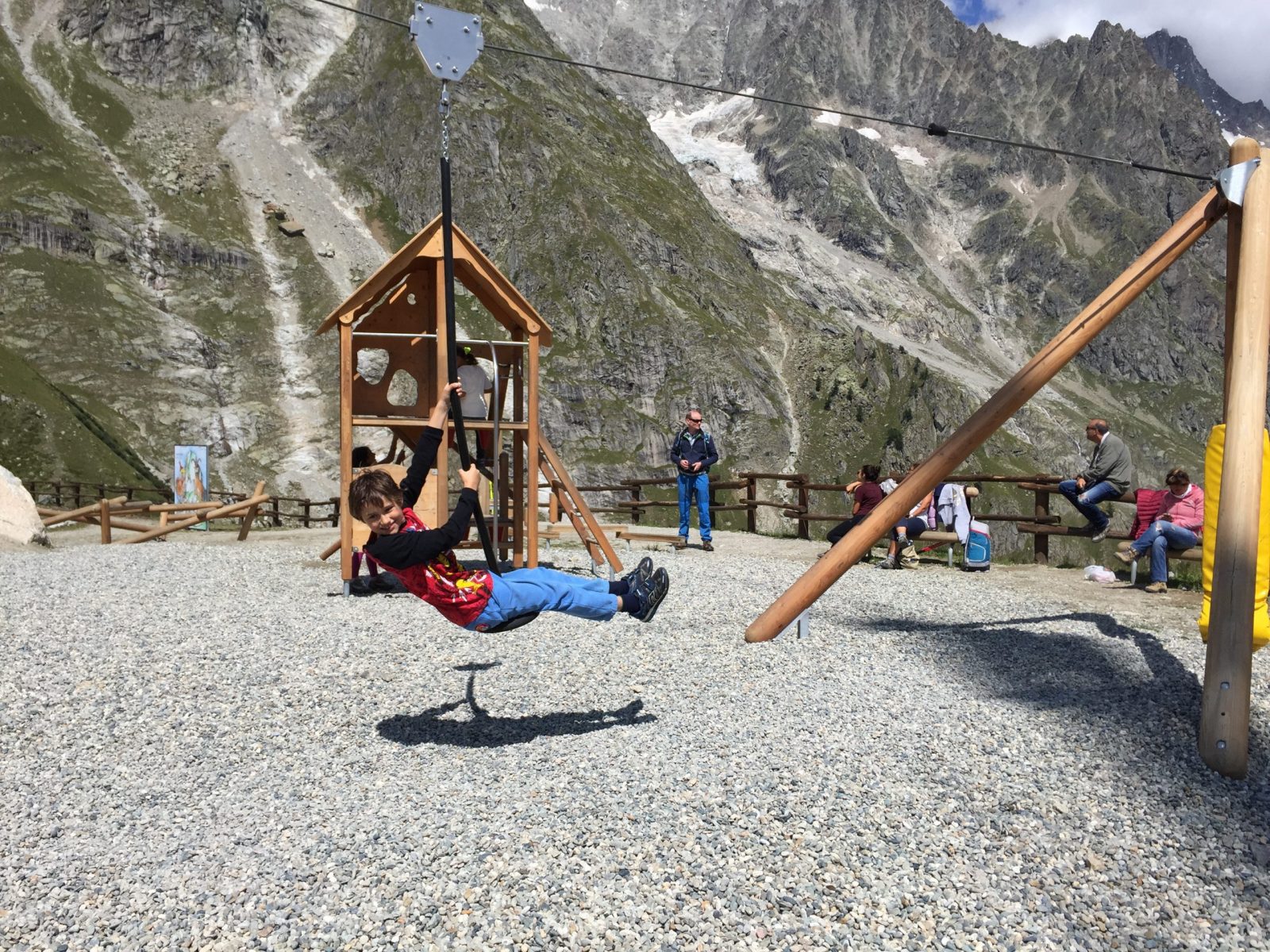 My eldest in the playground at Pavillion. Aiguille du Midi vs Punta Helbronner – which one you should do?t