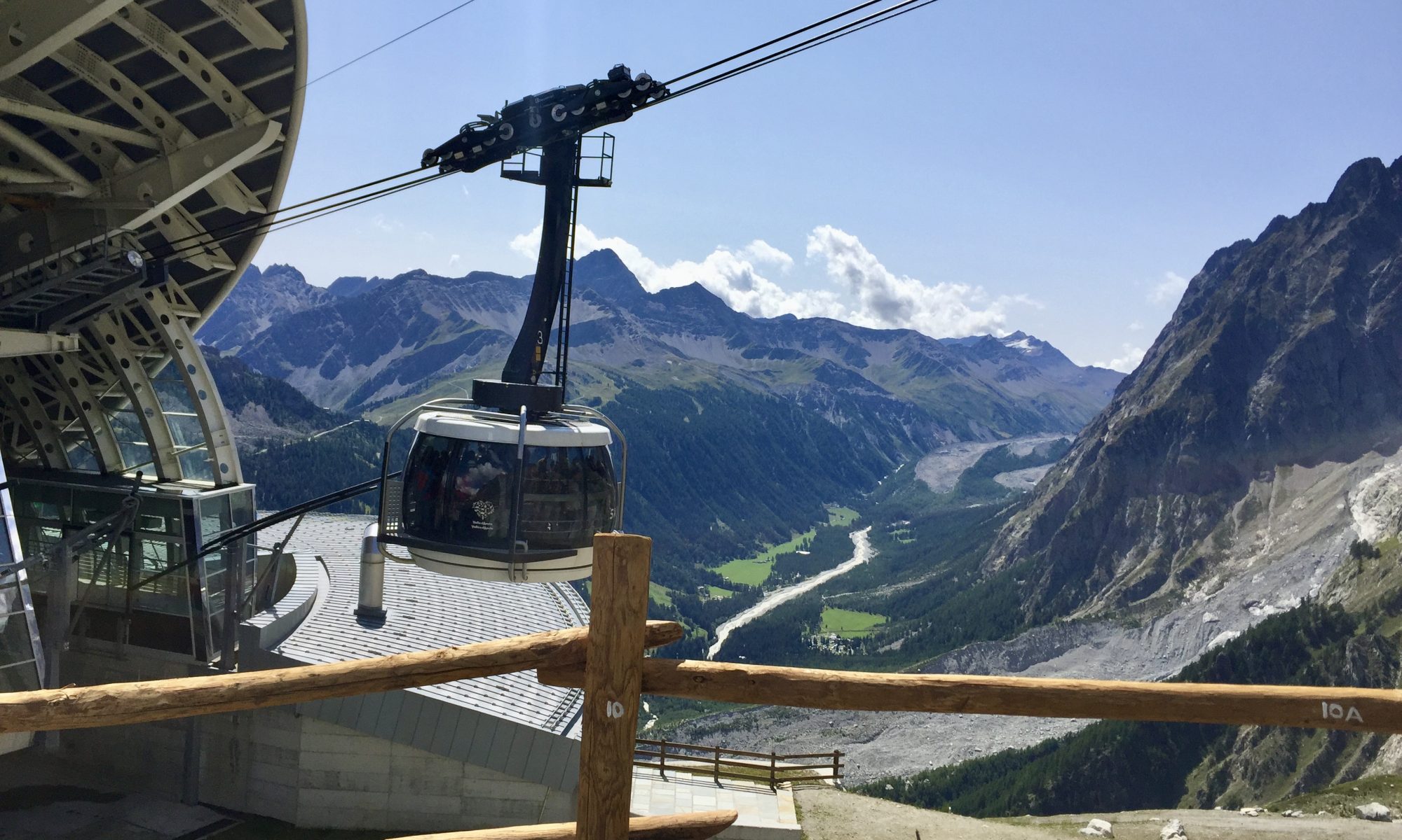 Skyway Monte Bianco viewed from Pavillion, at 2,200m - mid-station of the Skyway Monte Bianco.