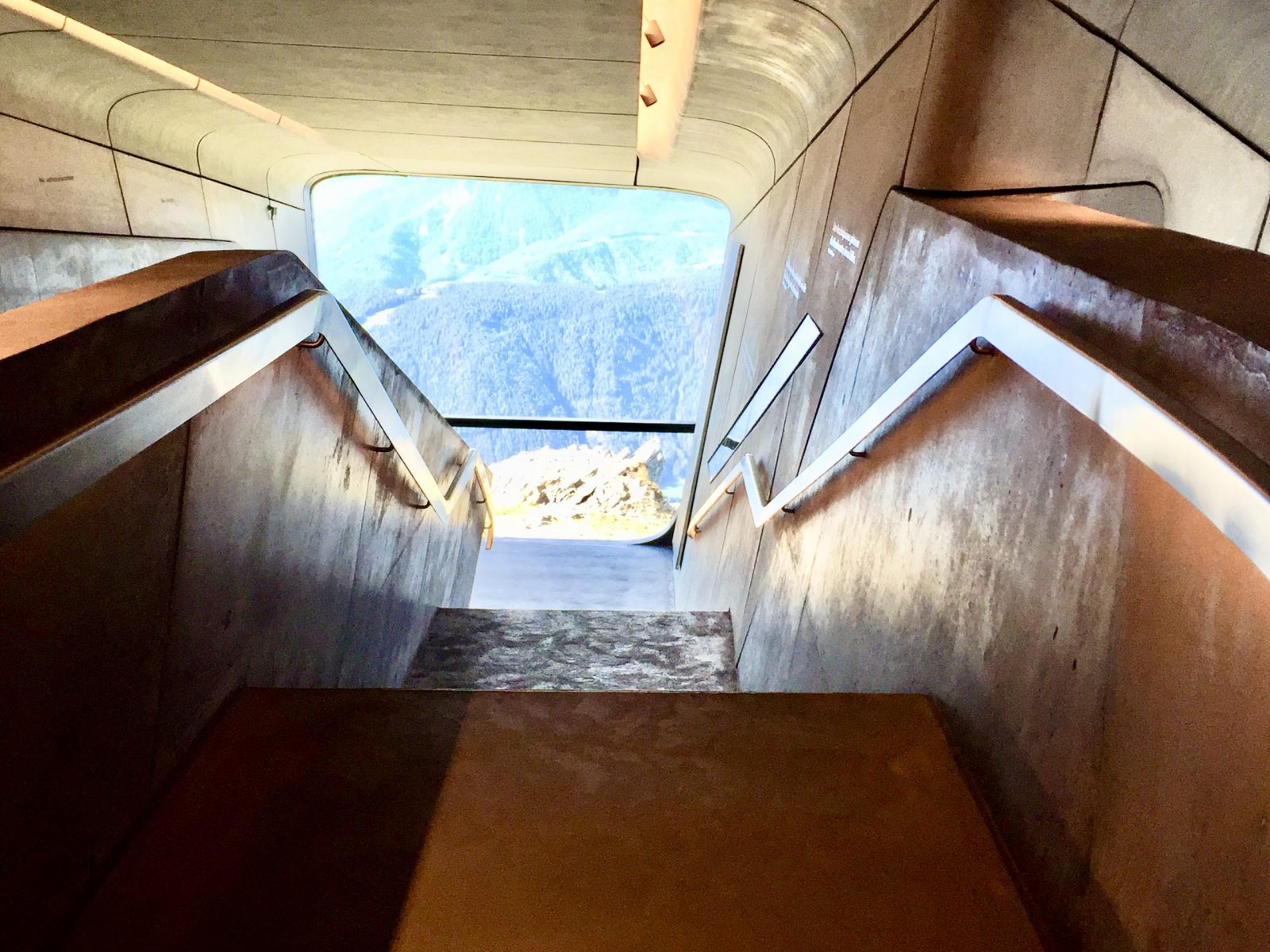 A staircase towards one of the windows at MMM Corones. Photo by The-Ski-Guru. A Must-Read Guide to Summer in South Tyrol.