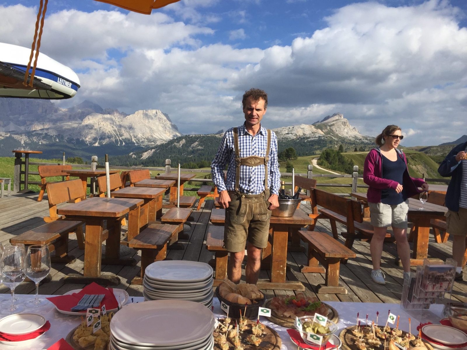 A display of food at the Rifugio Bioch when we went some summers ago. Marcus Valentini, the owner, was guiding us through some wine tasting. Then the group went down on e-bikes and I thought I was not ready for that so got a ride to Corvara in the car. Photo: The-Ski-Guru. Planning your summer in the mountains of Alta Badia.