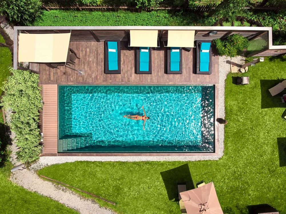 A view of the pool you can use at the Mi Chalet in Alta Badia. Book your stay at the Mi Chalet here. Planning your summer in the mountains of Alta Badia.