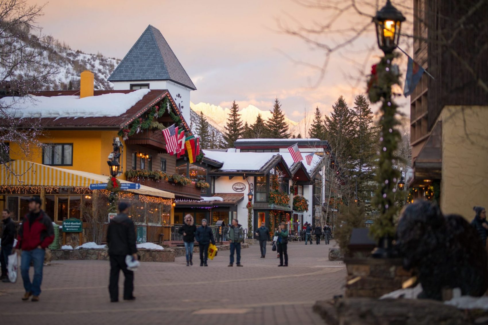 Vail's iconic village with the Gore Range Mountains capturing the sunset in Vail, CO. Photo: Craig Orsini. Vail Resorts. The Must-Read Guide to Vail.