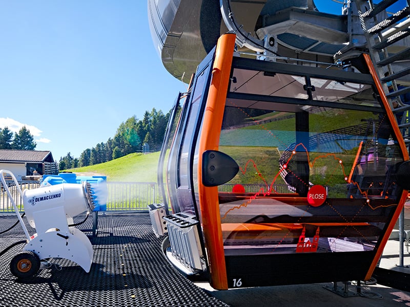 Demaclenko's disinfection machine in action. Photo: Demaclenko. Demaclenko is launching a new way to clean cablecars on the go. 