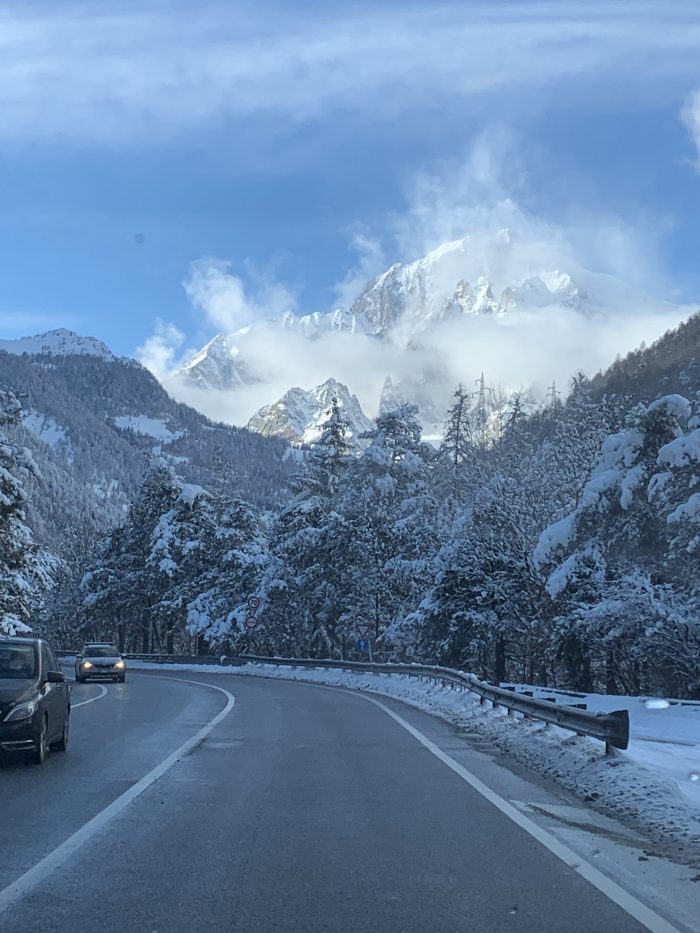 On the road to Courmayeur. Our Winter Gate-away to the Mountains - no skiing included.